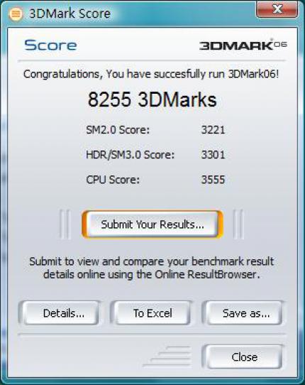 Im synthetischen Benchmark 3DMark06 erzielt die Radeon HD3690 eine Score von 8.255 3DMarks (itocp.com)