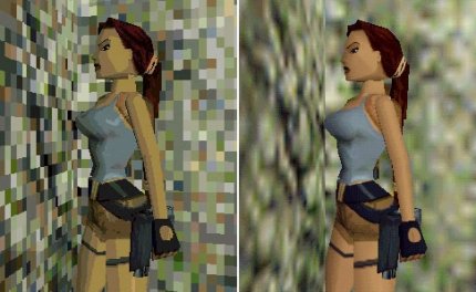 Tomb Raider: Bilineare Filterung aus (links) und an (rechts) (Bild: PCGH)