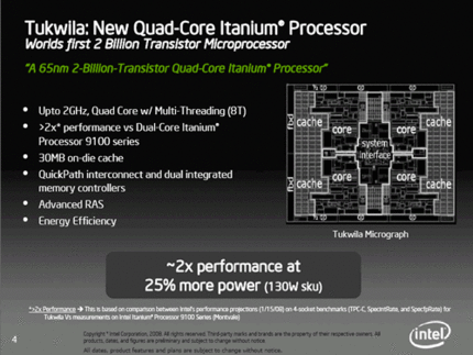 Intel Tukwila: Präsentationsfolie von Intel