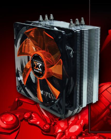 Xigmatek: Der Red Scorpion verfügt über drei 8 Millimeter starke Heatpipes, die Blätter des 120-Millimeter-Lüfter werden von vier weißen LEDs beleuchtet (Bild: Xigmatek.com
