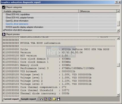 Point of View Geforce 9800 GTX: Verschiedene Taktraten sind ebenso wie die GPU-Spannung im BIOS hinterlegt. (Bild: PCGH)