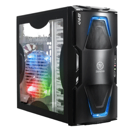 Das Thermaltake M9D VI400BWS ist mit einem 230-Millimeter-Touchfan ausgestattet, welcher bei Berührung die Farbe wechselt (Bild: Thermaltake)