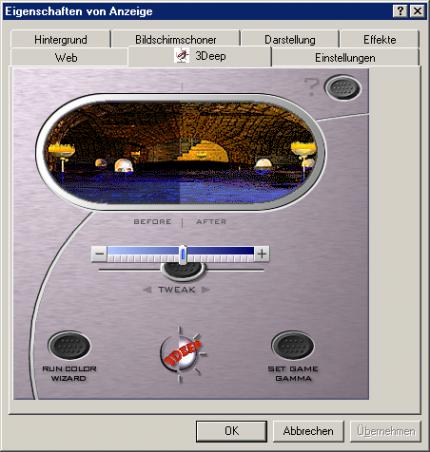 Im Softwarepaket zu 3D-Beschleunigern findet sich oft spezielle Zusatzsoftware zum Feintuning der Gamma-Einstellungen (Bild: 3Deep)