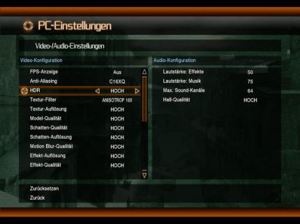 Lost Planet: Colonies DX9-Optionen