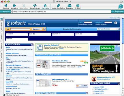 Internet Explorer auf Mac: ein längst vergessenes Kuriosum (Bild: screenshots.softonic.com)
