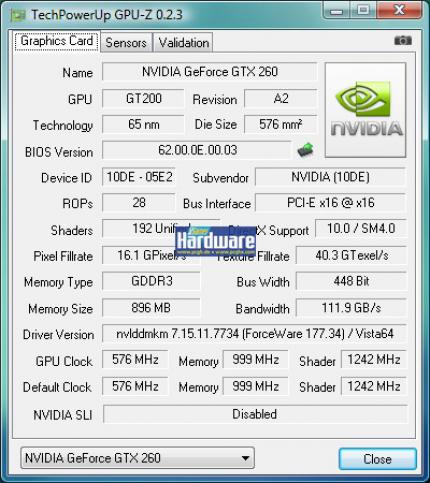 Geforce GTX260 GPU-z (Bild: PCGH)
