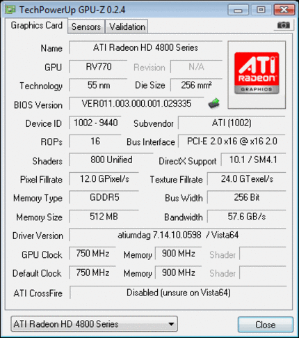 Radeon HD 4870 in GPU-Z (Bild: PCGH)