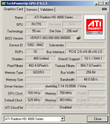 HD 4850: Die Specs laut GPU-Z (Bild: it168)