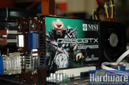 Geforce GTX280 SLI im Test: der SLI-Testaufbau (Bild: PCGH)