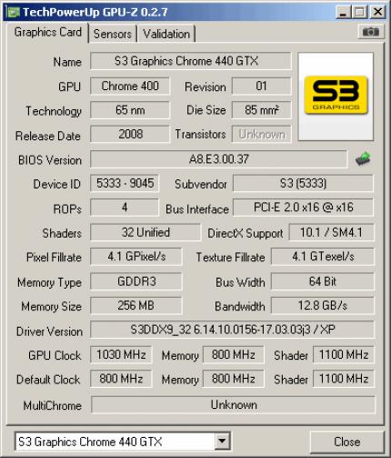 S3 Chrome 440 GTX: 1.030 MHz GPU-Takt (Bild: PCGH)
