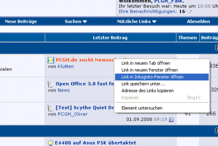 Links inkognito öffnen