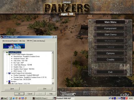 ... Voodoo5 5500 mit 128 MiByte VRAM: Panzers 2 läuft