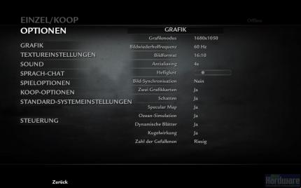 Call of Duty 5 World at War: Grafikmenü