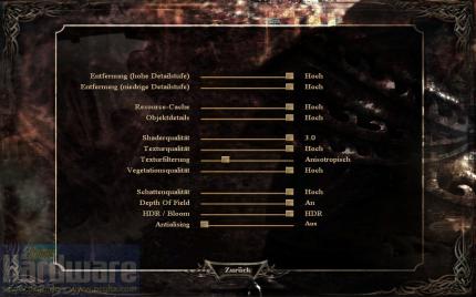 Gothic 3 - Götterdämmerung: Das Grafikmenü