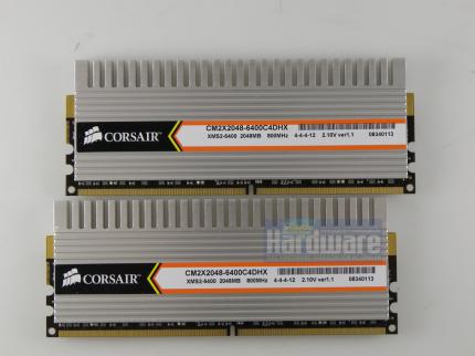 Corsair TWIN2X4096-6400C4DHX, 2 x 2.048 MiByte DDR2-800 (Bild: PCGH)