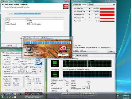 Ati Stream: Avivo Video-Converter im Praxistest: CPU- und GPU-Belastung im PC Games Hardware Praxistest. Mit einer X800 XL ohne Ati Stream-Unterstützung dauert das Encoding beinahe auf die Sekunde genauso lange, wie mit Stream-GPU.