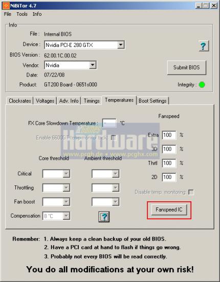 Schritt 4 (optional): Klicken Sie auf 'Fanspeed IC', um ...