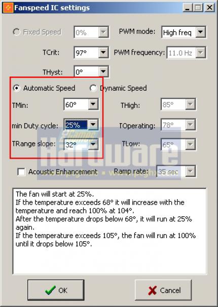 ... die Lüfterdrehzahl anzupassen (Schritt 5). 'Automatic Speed' sollte aktiv sein, dann greifen die eingestellten Werte.