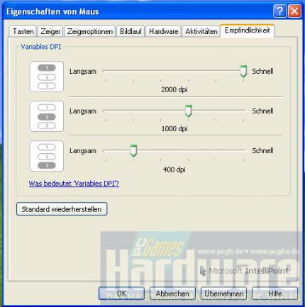 Microsoft Sidewinder X3: Die Intellipoint Software