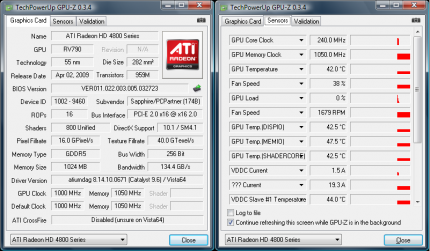 GPU-z: Sapphire HD 4890 Atomic