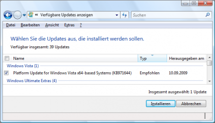 DirectX 11 Plattform Update (bei uns noch ohne Sprachumstellung)