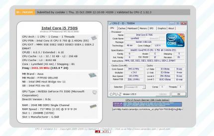 Übertaktungsergebnis von Coolaler: Intel Core i5-750S (2)