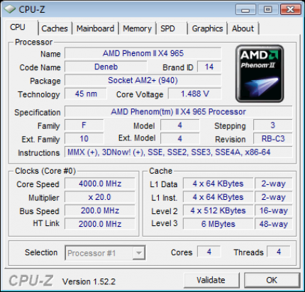 AMD Phenom II X4 965 BE C3-Stepping: 4,0 GHz und mehr fast stabil