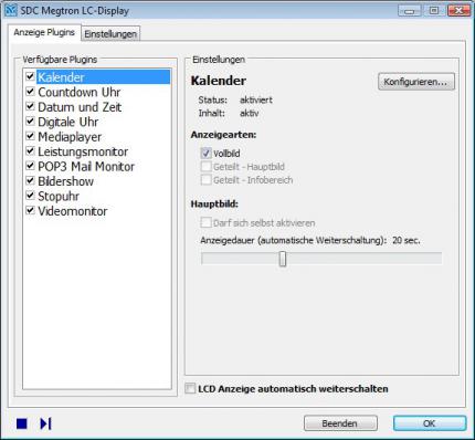 SDC-Megtron-LCD-Tool: Bildschirmkonfiguration