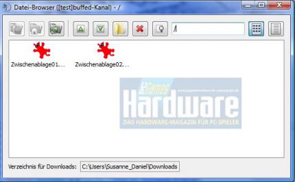 Jeder Kanal verfügt über einen Ordner für Up- oder Downloads. Das Limit legt der Serveranbieter fest. In unseren Tests war die Übertragungsrate sehr hoch.