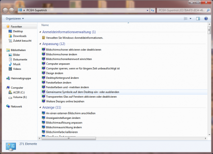Windows 7 God Mode: Der Tipp ist nicht neu und rund 270 Optionen nicht gerade übersichtlich.