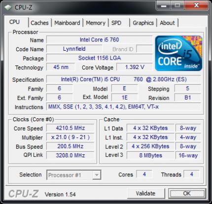 Intel Core i5-760 übertaktet auf 4,2 GHz