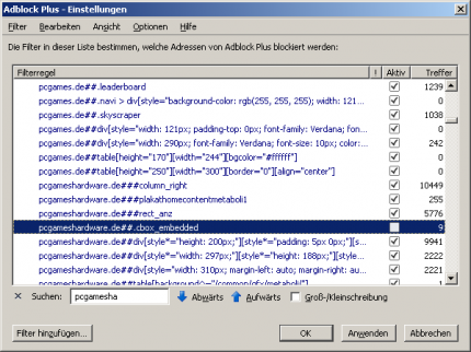So deaktivieren Sie die Option im Easylist-Filter, welche die Darstellung auf der PCGH-Webseite beeinträchtigt.