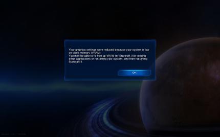 Besitzen Sie zu wenig VRAM für die gewählten Settings? Starcraft II teilt es ihnen mit