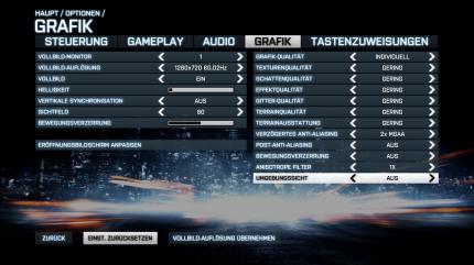 Battefield 3: Niedrigste Details (Low) im Grafikmenü