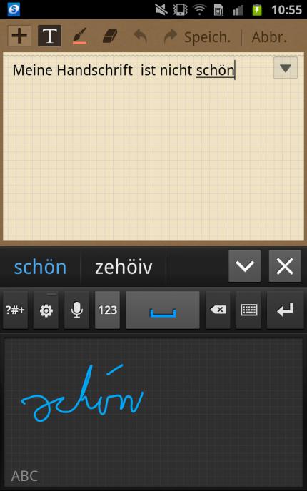 Die Handschrifterkennung funktioniert mal sehr und mal weniger gut.