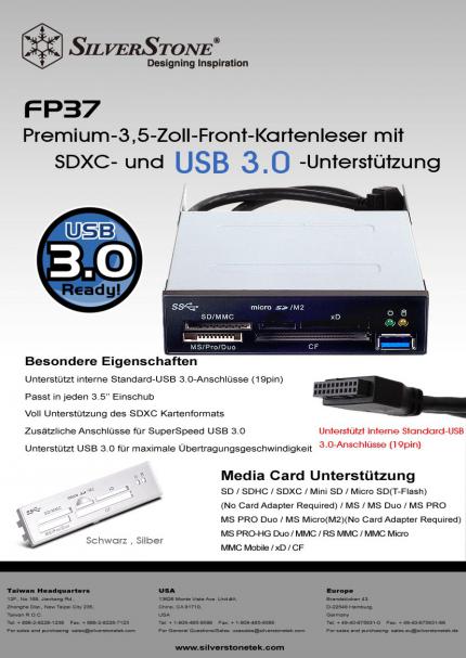 USB 3.0 und Kartenleser vereint - Silverstone mit neuer Frontblende FP37. (3)