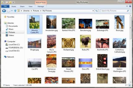 Kompaktheit soll ein Markenzeichen der Oberfläche von Windows 8 werden. Mit minimiertem Ribbon erfüllt der Explorer diese Vorgabe, aber wie der Verzicht auf Menüleiste und Schaltflächen ankommt, wird sich zeigen müssen.