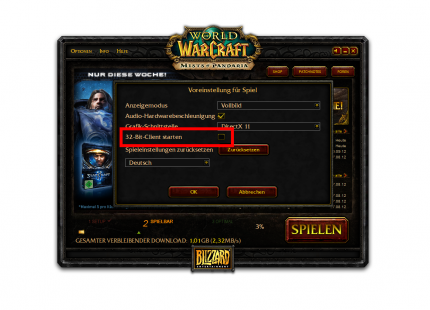 WoW gibt es mit 32- oder 64-Bit-Client