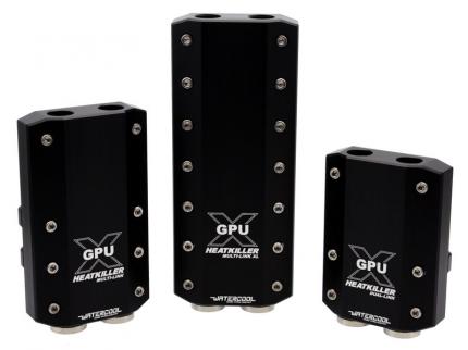Anschlussterminals wurden erstmals von Watercool auf den GPU-Wasserkühlungsmarkt gebracht, doch einen Multi-GPU-Verbinder für bis zu 7 Slots gab es lange Zeit nur bei der Konkurrenz. Der Multi-Link XL behebt den Mangel und kann, genau wie bei Aquacomputer, auch für seriellen Durchfluss konfiguriert werden.