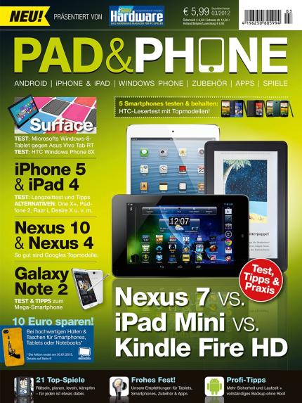Die aktuelle Pad & Phone 03/2012 im Handel mit den Tests der wichtigen Tablets und Smartphones
