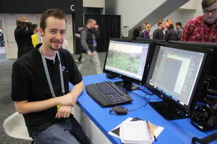 3D Artist Andrew Stifter präsentierte uns die neuen Funktionen der CryEngine. Der US-Amerikaner arbeitet derzeit in Deutschland, wechselt aber bald ins Studio Austin, Texas - dann kann er endlich wieder mexikanisches Essen genießen, das ihm in Deutschland am meisten fehlt.