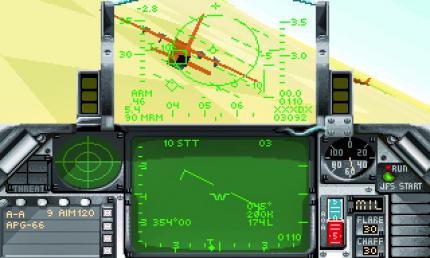 Falcon 3.0 steht stellvertretend für das Genre der Flugsimulatoren, die bei Erscheinen des Spiels bereits seit geraumer Zeit polygonbasierte 3D-Grafik einsetzten - wenn auch mit teils sehr niedriger Auflösung oder Drahtgittergrafik.