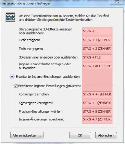 Um Konflikte während der nutzung der Mod vorzubeugen, ändern Sie die Tastenkombinationen wie im Bild zu sehen ab. (1)