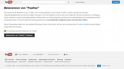 Youtube-Videos laden langsam? Feather kann Abhilfe schaffen und Youtube beschleunigen (3)