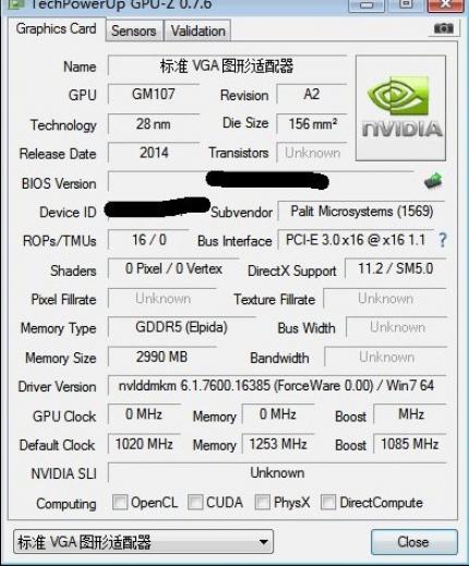 Nvidia Geforce GTX 750: GPU-Z-Screenshot zeigt 156 mm² Die-Fläche