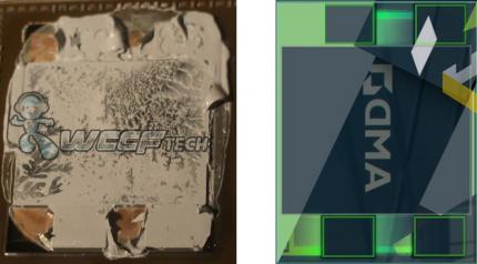Angeblich Fiji-Die fotografiert (links), Rekonstruktion (rechts)