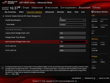 Asus Maximus 8 Hero Power Limit
