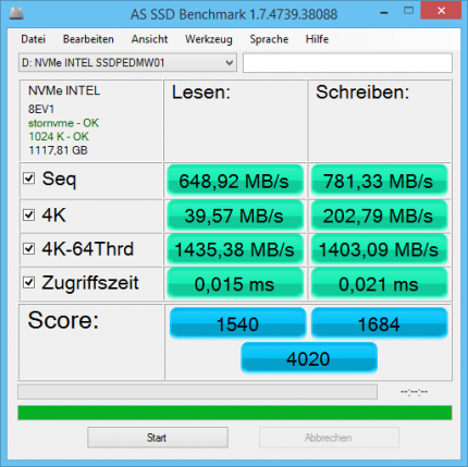 NVME-SSDs wie die Intel SSD 750 arbeiten mit dem Windows-NVME-Treiber wesentlich langsamer als vom Hersteller angegeben. Der Herstellertreiber löst dieses Probelm