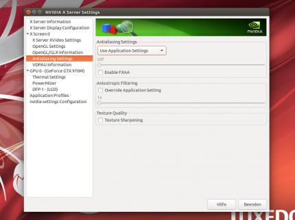 Tuxedo XC1506: Nvidia xconfig Treiberpanel