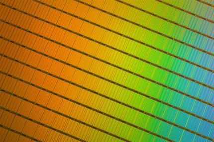 Detailaufnahme eines 3D-NAND-Wafer von Micron